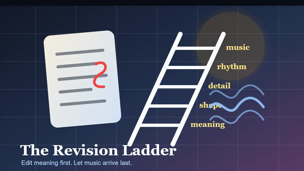 Illustration of a revision ladder moving from meaning to rhythm