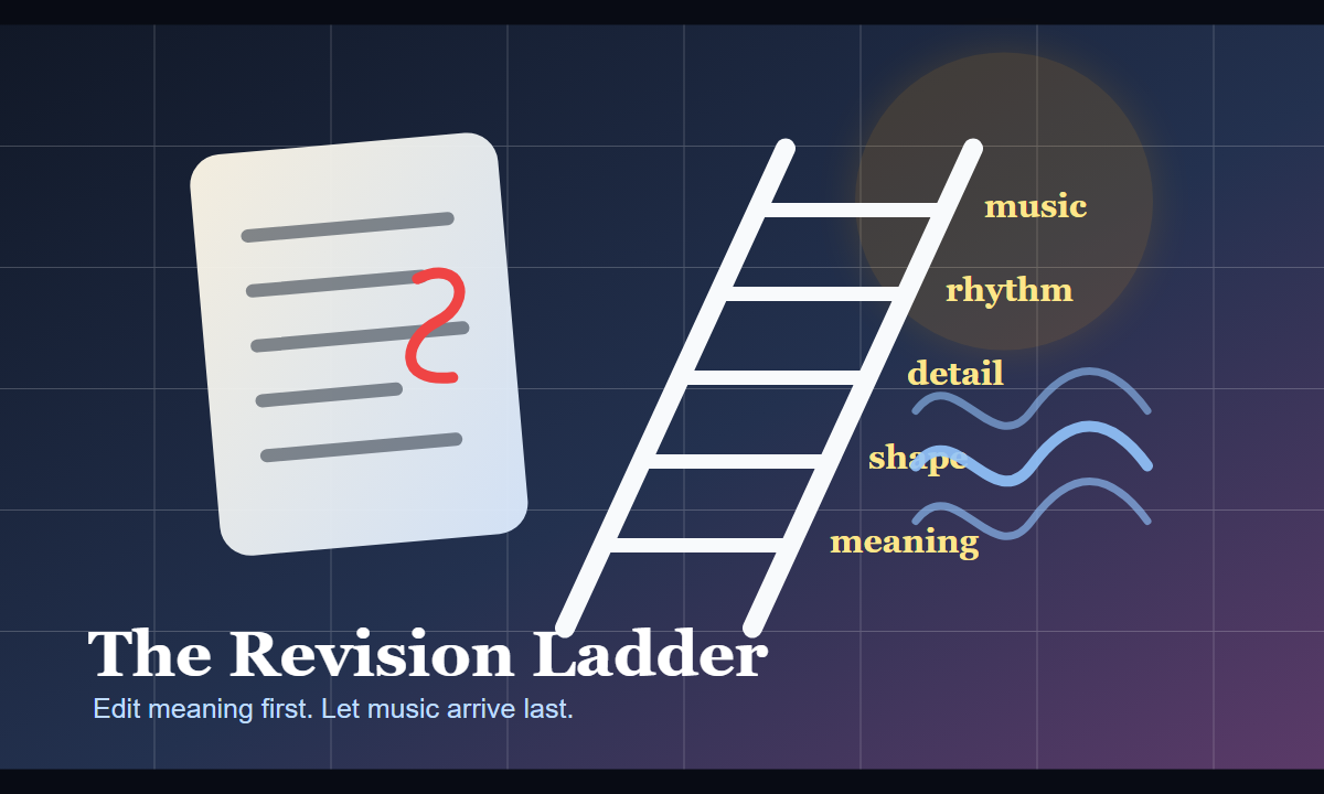 Illustration of a revision ladder moving from meaning to rhythm